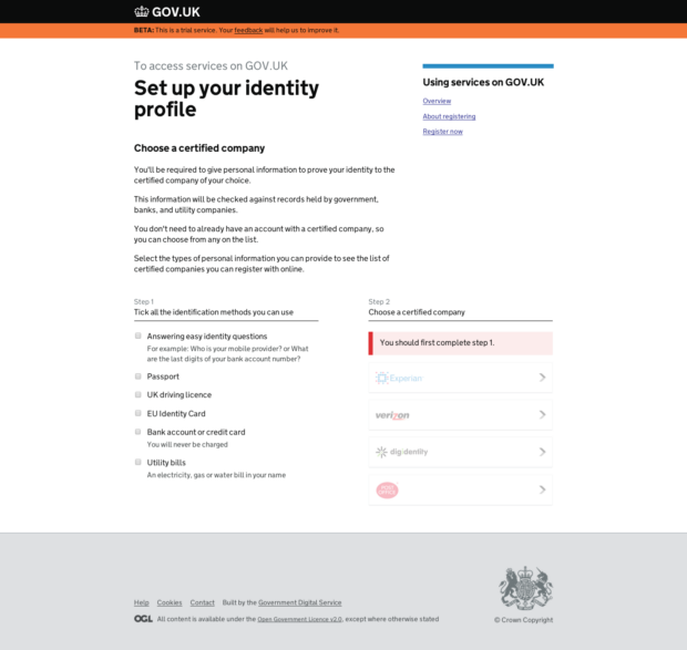 Set up your identity profile   GOV.UK