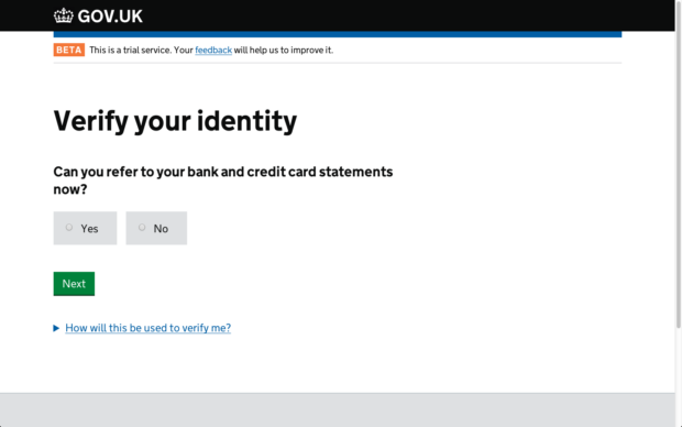 Current version of the page on GOV.UK Verify to let people know what they’ll need to prove their identity