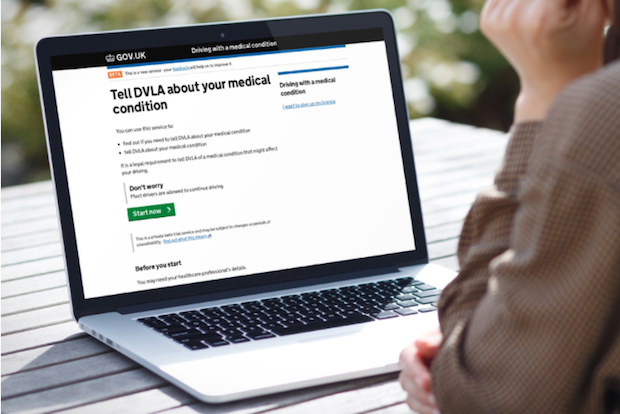 User viewing DVLA's 'Driving with a medical condition' service