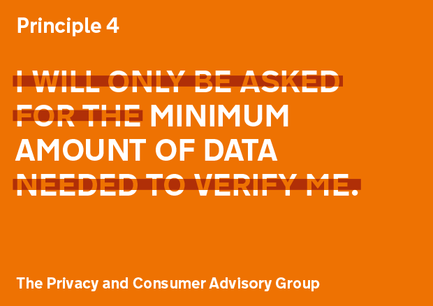 Privacy principle 4: I will only be asked for the minimum amount of data needed to verify me