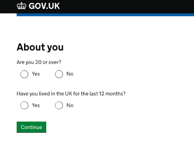 'About you' questions on the GOV.UK Verify Hub